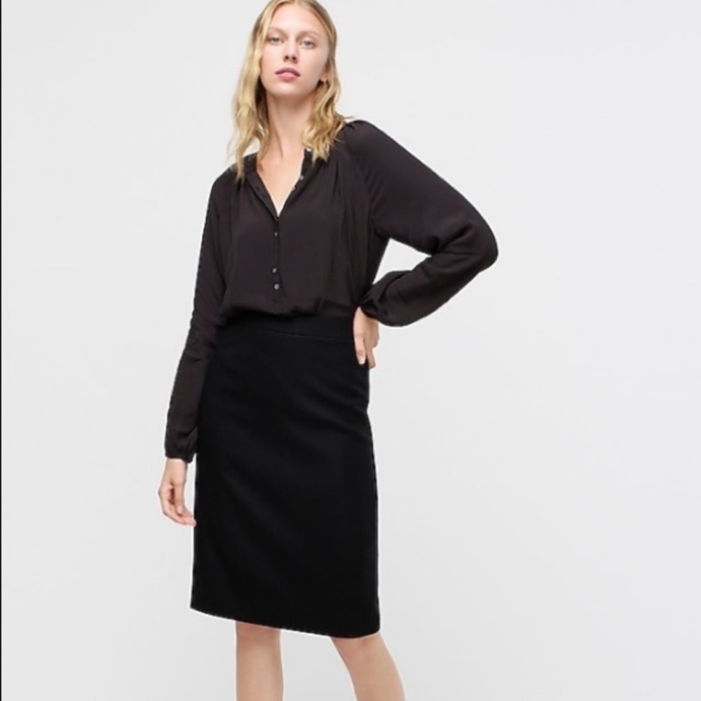 J. Crew Black Drapey Popover Long Sleeve Top. P3/A